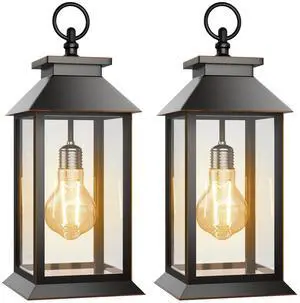 2 Pack Solar Lanterns Outdoor, Hanging Glass Solar Lights Waterproof, Dual Power Solar & 2*AA Battery, for Porch, Patio, Yard and Indoor Table or Mantel 2 Pack Solar Lanterns Outdoor, Hanging Glass Solar Lights Waterproof, Dual Power Solar & 2*AA Battery, for Porch, Patio, Yard and Indoor Table or Mantel