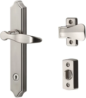 1216 Surface Mount Storm Door Handle with Lock and Key for 1 1 ½ inches Thick Doors (Satin Silver, 4-Posts) 1216 Surface Mount Storm Door Handle with Lock and Key for 1 1 ½ inches Thick Doors (Satin Silver, 4-Posts)
