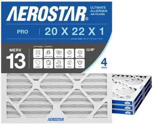 Air Filter 20x22x1 MERV 13 AC Filter, HVAC, Furnace Filter, 4 Pack ACTUAL SIZE (19.75 x 21.75 x 0.75) AC Filter, Furnace Filter, Allergies, Dust, Pet Dander & Smoke MERV 13 (MPR 1500 / FPR 10) Air Filter 20x22x1 MERV 13 AC Filter, HVAC, Furnace Filter, 4 Pack ACTUAL SIZE (19.75 x 21.75 x 0.75) AC Filter, Furnace Filter, Allergies, Dust, Pet Dander & Smoke MERV 13 (MPR 1500 / FPR 10)