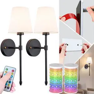 Peel and Stick Wall Sconces, Stick On Wall Sconce Set of 2, Battery Operated Wireless Adhesive Wall Lights, Corn Bulb with 10000mAh Battery, Easy Install for Bedroom Living Room Wall Decor Peel and Stick Wall Sconces, Stick On Wall Sconce Set of 2, Battery Operated Wireless Adhesive Wall Lights, Corn Bulb with 10000mAh Battery, Easy Install for Bedroom Living Room Wall Decor