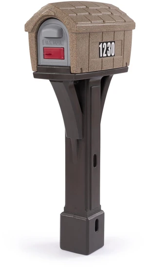 Classic Home Plastic Residential Mailbox & Post Mount Combo Kit with 2 Access Doors - Washed Stone/Espresso Brown, Made in USA Classic Home Plastic Residential Mailbox & Post Mount Combo Kit with 2 Access Doors - Washed Stone/Espresso Brown, Made in USA