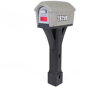 Classic Home Plastic Residential Mailbox & Post Mount Combo Kit with 2 Access Doors - Stone Gray/Black, Made in USA Classic Home Plastic Residential Mailbox & Post Mount Combo Kit with 2 Access Doors - Stone Gray/Black, Made in USA