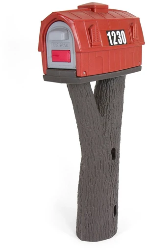 Rustic Red Barn Plastic Residential Mailbox & Post Mount Combo Kit with 2 Access Doors Rustic Red Barn Plastic Residential Mailbox & Post Mount Combo Kit with 2 Access Doors