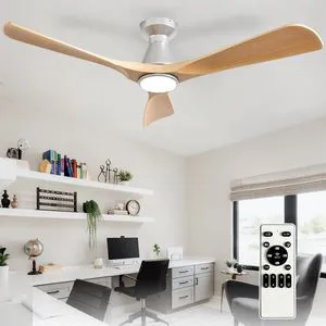 52-Inch Ceiling Fans with Lights: Wood 3 Blade Flush Mount Low Profile Ceiling Fan for Bedroom - Dimmable Indoor Outdoor Fan with Remote Control Ultra Quiet DC Motor Timer 52-Inch Ceiling Fans with Lights: Wood 3 Blade Flush Mount Low Profile Ceiling Fan for Bedroom - Dimmable Indoor Outdoor Fan with Remote Control Ultra Quiet DC Motor Timer
