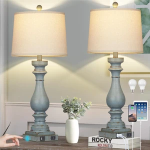 29" Tall Table Lamp for Living Room Set of 2,Coastal Bedside Nightstand Lamps with USB C+A Ports & AC Outlet,3-Way Dimmable Touch Control Retro Blue Desk Lamp for Bedroom,Color 3 29" Tall Table Lamp for Living Room Set of 2,Coastal Bedside Nightstand Lamps with USB C+A Ports & AC Outlet,3-Way Dimmable Touch Control Retro Blue Desk Lamp for Bedroom,Color 3