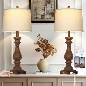 29" Tall Farmhouse Table Lamp for Living Room Set of 2,Vintage Retro Nightstand Lamps with USB C+A Ports & AC Outlet,3-Way Dimmable Touch Bedside Lamp for Bedroom Side Table,Brown 29" Tall Farmhouse Table Lamp for Living Room Set of 2,Vintage Retro Nightstand Lamps with USB C+A Ports & AC Outlet,3-Way Dimmable Touch Bedside Lamp for Bedroom Side Table,Brown