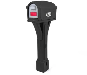 Classic Plastic Residential Mailbox & Post Mount Combo Kit with 2 Access Doors - Black Classic Plastic Residential Mailbox & Post Mount Combo Kit with 2 Access Doors - Black