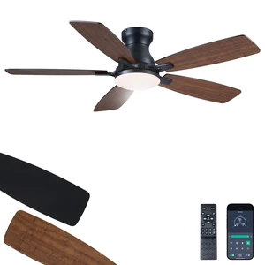 46 Inch Low Profile Flush Mount Ceiling Fan with Lights, Brown 46In Flush Mount Ceiling Fan with 3CCT Dimmable, 6 Wind Speeds and Timing, Low Profile Fan for Modern 46 Inch Low Profile Flush Mount Ceiling Fan with Lights, Brown 46In Flush Mount Ceiling Fan with 3CCT Dimmable, 6 Wind Speeds and Timing, Low Profile Fan for Modern