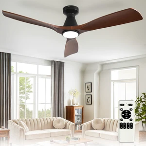 52-Inch Ceiling Fans with Lights: Walnut 3 Blade Flush Mount Low Profile Ceiling Fan for Bedroom - Dimmable Indoor Outdoor Fan with Remote Control Ultra Quiet DC Motor Timer 52-Inch Ceiling Fans with Lights: Walnut 3 Blade Flush Mount Low Profile Ceiling Fan for Bedroom - Dimmable Indoor Outdoor Fan with Remote Control Ultra Quiet DC Motor Timer