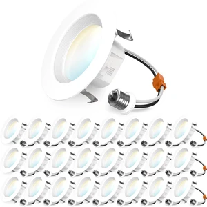 24 Pack 4 Inch Retrofit LED Recessed Lights, 5CCT, 11W=60W, Dimmable 660LM, Selectable CCT 2700K/3000K/3500K/4000K/5000K, Baffle Trim, LED Retrofit Can Downlight, Bedroom, Kitchen & Living Room 24 Pack 4 Inch Retrofit LED Recessed Lights, 5CCT, 11W=60W, Dimmable 660LM, Selectable CCT 2700K/3000K/3500K/4000K/5000K, Baffle Trim, LED Retrofit Can Downlight, Bedroom, Kitchen & Living Room