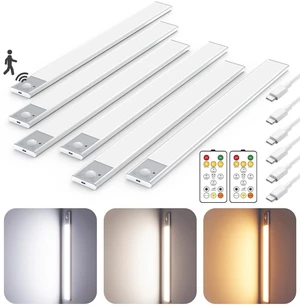 16" Under Cabinet Lighting Wireless, Remote, Motion Sensor, 6Pack, Silver 0.33" Ultra-thin Aluminum Alloy Body, USB-C Rechargeable, 3-Color-Temp, Dimming, Magnetic, 30Day Runtime for Kitchen Closet 16" Under Cabinet Lighting Wireless, Remote, Motion Sensor, 6Pack, Silver 0.33" Ultra-thin Aluminum Alloy Body, USB-C Rechargeable, 3-Color-Temp, Dimming, Magnetic, 30Day Runtime for Kitchen Closet