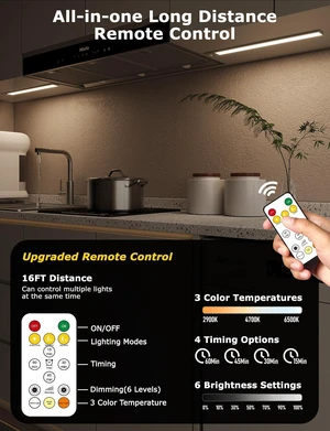 16" Under Cabinet Lighting Wireless, Remote, Motion Sensor, 2Pack, Silver 0.33" Ultra-thin Aluminum Alloy Body, USB-C Rechargeable, 3-Color-Temp, Dimming, Magnetic, 30Day Runtime for Kitchen Closet 16" Under Cabinet Lighting Wireless, Remote, Motion Sensor, 2Pack, Silver 0.33" Ultra-thin Aluminum Alloy Body, USB-C Rechargeable, 3-Color-Temp, Dimming, Magnetic, 30Day Runtime for Kitchen Closet
