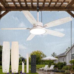 52" Outdoor Ceiling Fan with Light IP65 Outdoor Fans for Patio Waterproof Wet Rated Ceiling Fan with 6-Speed DC Motor, Farmhouse Plug in Gazebo Fan for Porch Patios Pavilion(White Gold) 52" Outdoor Ceiling Fan with Light IP65 Outdoor Fans for Patio Waterproof Wet Rated Ceiling Fan with 6-Speed DC Motor, Farmhouse Plug in Gazebo Fan for Porch Patios Pavilion(White Gold)