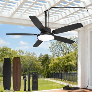 52" Outdoor Ceiling Fans with Light and Remote IP65 Wet Rated Waterproof Black Ceiling Fan with 6-Speed DC Motor, Farmhouse Plug in Gazebo Fan for Porch Patios Pavilion 52" Outdoor Ceiling Fans with Light and Remote IP65 Wet Rated Waterproof Black Ceiling Fan with 6-Speed DC Motor, Farmhouse Plug in Gazebo Fan for Porch Patios Pavilion