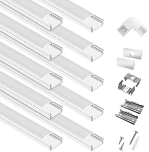 10-Pack 6.6ft/2Meter U Shape White LED Aluminum Channel System with Milky Cover, End Caps and Mounting Clips, Aluminum Channel Profile for LED Strip Light Diffuser Installations (10pack*6.6ft) 10-Pack 6.6ft/2Meter U Shape White LED Aluminum Channel System with Milky Cover, End Caps and Mounting Clips, Aluminum Channel Profile for LED Strip Light Diffuser Installations (10pack*6.6ft)