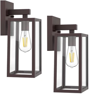 Outdoor Wall Light Fixtures, Exterior Waterproof Wall Lanterns Dark Chocolate Porch Wall Lights, Anti-Rust, E26 Socket, Clear Glass Outside Wall Mount Sconces, Front Door Lighting, 2 Pack Outdoor Wall Light Fixtures, Exterior Waterproof Wall Lanterns Dark Chocolate Porch Wall Lights, Anti-Rust, E26 Socket, Clear Glass Outside Wall Mount Sconces, Front Door Lighting, 2 Pack
