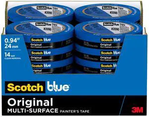 Blue Original Multi-Surface Painters Tape, 1 Inch Wide (0.94 in. x 60 Yds), 24 Rolls, Blue Paint Tape Protects Surfaces and Removes Easily, Masking Tape for Indoor and Outdoor Use (2090-24EC) Blue Original Multi-Surface Painters Tape, 1 Inch Wide (0.94 in. x 60 Yds), 24 Rolls, Blue Paint Tape Protects Surfaces and Removes Easily, Masking Tape for Indoor and Outdoor Use (2090-24EC)