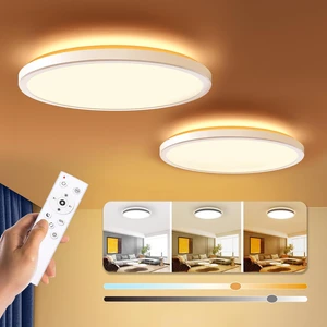 Dimmable LED Flush Mount Ceiling Light Fixture with Remote Control, 12Inch 3000K-6500K Light Color Adjustable, Modern Ultra-Thin Ceiling Lamp for Bedroom Kitchen, Wired Dimmable LED Flush Mount Ceiling Light Fixture with Remote Control, 12Inch 3000K-6500K Light Color Adjustable, Modern Ultra-Thin Ceiling Lamp for Bedroom Kitchen, Wired