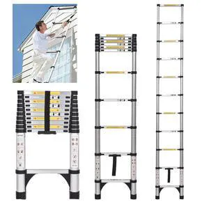 Telescoping Ladder, 10.5 FT, Rectangular, Heavy Duty, Silver 330 LBS Capacity; suitable for outdoor work, RV, attic and home maintenance Telescoping Ladder, 10.5 FT, Rectangular, Heavy Duty, Silver 330 LBS Capacity; suitable for outdoor work, RV, attic and home maintenance