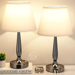 Touch Bedside Lamps for Bedroom Set, Small Touch Table Lamps with 2 USB Charging Ports, 3 Way Dimmable Nightstand Lamps with USB C Port - White (LED Bulb Included) Touch Bedside Lamps for Bedroom Set, Small Touch Table Lamps with 2 USB Charging Ports, 3 Way Dimmable Nightstand Lamps with USB C Port - White (LED Bulb Included)