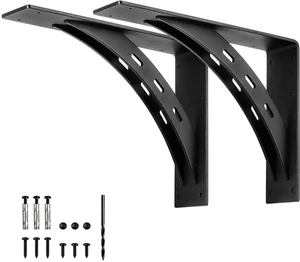 Heavy Duty Shelf Brackets (Set of 2) - 16" x 12" Max Load 1100 Lbs - Premium Alloy Metal Mantel Brackets Heavy Duty Shelf Brackets (Set of 2) - 16" x 12" Max Load 1100 Lbs - Premium Alloy Metal Mantel Brackets