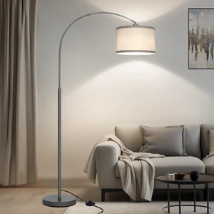 Modern Floor Lamp, Arc Standing Lamp with Gray Lampshade and Pedal Switch Tall Pole Lamp with Adjustable Lamp Head, Over Couch Reading Light for Living Room, Bedroom, Office, Study Room Modern Floor Lamp, Arc Standing Lamp with Gray Lampshade and Pedal Switch Tall Pole Lamp with Adjustable Lamp Head, Over Couch Reading Light for Living Room, Bedroom, Office, Study Room
