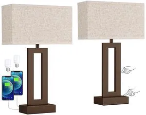 Bedroom Lamps for Night Stands - Touch Control, 3 Way Dimmable, USB C+A Charging, LED Bulbs, Easy Assembly(Yellow&Coffee) Bedroom Lamps for Night Stands - Touch Control, 3 Way Dimmable, USB C+A Charging, LED Bulbs, Easy Assembly(Yellow&Coffee)