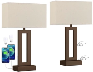 Bedroom Lamps for Night Stands - Touch Control, 3 Way Dimmable, USB C+A Charging, LED Bulbs, Easy Assembly(Yellow&Brown) Bedroom Lamps for Night Stands - Touch Control, 3 Way Dimmable, USB C+A Charging, LED Bulbs, Easy Assembly(Yellow&Brown)