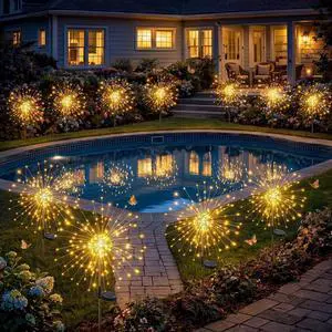 Solar Firework Lights, 10 Pack 120 LEDs 8 Lighting Modes Solar Fairy Garden Lights Outdoor Waterproof for Yard Patio Walkway Pathway Party Wedding Balcony Decorative- Warm White Solar Firework Lights, 10 Pack 120 LEDs 8 Lighting Modes Solar Fairy Garden Lights Outdoor Waterproof for Yard Patio Walkway Pathway Party Wedding Balcony Decorative- Warm White