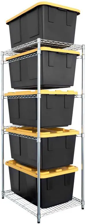 5-Tier Steel Tote Rack for 27 Gallon Bins - Silver 5-Tier Steel Tote Rack for 27 Gallon Bins - Silver