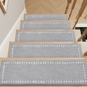 Stair-Treads Non Slip 15PC Soft Stair Treads for Wooden Steps 8"x30" Plush Peel and Stick Stair Treads Indoor, Carpet Stair Treads Reusable for Kids and Pets, Washable Stair Runner Grey Stair-Treads Non Slip 15PC Soft Stair Treads for Wooden Steps 8"x30" Plush Peel and Stick Stair Treads Indoor, Carpet Stair Treads Reusable for Kids and Pets, Washable Stair Runner Grey