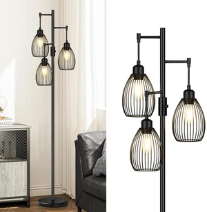 70" Dimmable Floor Lamp with Marble Base, 3 x 800LM LED Edison Bulbs Included, Industrial Black Floor Lamps for Living Room, Rustic Tall Lamps Standing Lamp for Bedrooms Living Room 70" Dimmable Floor Lamp with Marble Base, 3 x 800LM LED Edison Bulbs Included, Industrial Black Floor Lamps for Living Room, Rustic Tall Lamps Standing Lamp for Bedrooms Living Room
