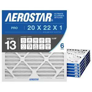 Air Filter 20x22x1 MERV 13 AC Filter, HVAC, Furnace Filter, 6 Pack ACTUAL SIZE (19.75 x 21.75 x 0.75) AC Filter, Furnace Filter, Allergies, Dust, Pet Dander & Smoke MERV 13 (MPR 1500) Air Filter 20x22x1 MERV 13 AC Filter, HVAC, Furnace Filter, 6 Pack ACTUAL SIZE (19.75 x 21.75 x 0.75) AC Filter, Furnace Filter, Allergies, Dust, Pet Dander & Smoke MERV 13 (MPR 1500)