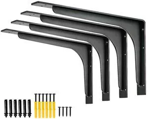 16inch x 9.5inch shelf brackets,L Shelf Bracket, die-cast formationvertical Angle, premium alloy metal heavy-duty shelf bracket, high strength Mounting Hardware Included, Corner Brace Joint,pack of 4 16inch x 9.5inch shelf brackets,L Shelf Bracket, die-cast formationvertical Angle, premium alloy metal heavy-duty shelf bracket, high strength Mounting Hardware Included, Corner Brace Joint,pack of 4