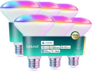 Matter BR30 Smart Light Bulb, Alexa/Apple/Google Home, 6 Pack 1200LM 85W Recessed Smart Flood Light Bulbs, Music Sync & Preset Scenes, E26 RGBTW Color Changing, Tunable White(1800K-6500K) Matter BR30 Smart Light Bulb, Alexa/Apple/Google Home, 6 Pack 1200LM 85W Recessed Smart Flood Light Bulbs, Music Sync & Preset Scenes, E26 RGBTW Color Changing, Tunable White(1800K-6500K)