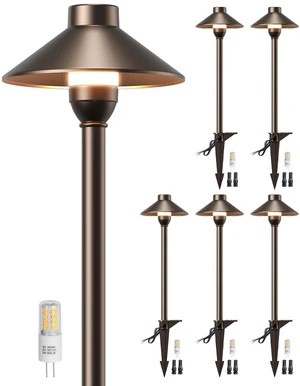 Low Voltage Landscape Lighting 6-Pack, Aluminum 12V Pathway Lights with G4 Bulbs, Waterproof Oil Rubbed Bronze Color Wired Path Lights with Connectors for Walkway Yard Garden Low Voltage Landscape Lighting 6-Pack, Aluminum 12V Pathway Lights with G4 Bulbs, Waterproof Oil Rubbed Bronze Color Wired Path Lights with Connectors for Walkway Yard Garden