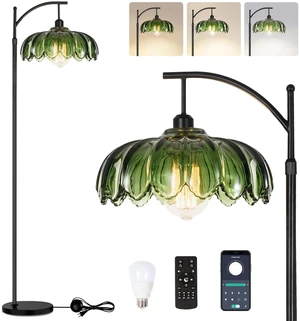 Gold Floor Lamp for Living Room,Bedroom,Standing Lamp with Remote Dimmable Brass Tall Lamp Vintage Retro Mid Century Modern Floor Lamps Arc Green Glass Flower Lamp Floor Light Boho Bohemian Gold Floor Lamp for Living Room,Bedroom,Standing Lamp with Remote Dimmable Brass Tall Lamp Vintage Retro Mid Century Modern Floor Lamps Arc Green Glass Flower Lamp Floor Light Boho Bohemian
