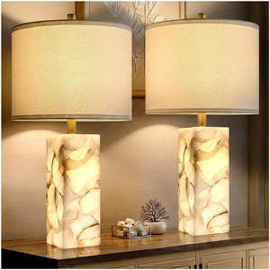 23" Alabaster Table Lamp Set of 2 with Night Light for Living Room Rotary Switch Bedside Lamp with Linen Shade for Bedroom, Modern Nightstand Lamps for Room Office Dorm (Bulb Included) 23" Alabaster Table Lamp Set of 2 with Night Light for Living Room Rotary Switch Bedside Lamp with Linen Shade for Bedroom, Modern Nightstand Lamps for Room Office Dorm (Bulb Included)