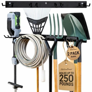 Garage Tool Organizer, 72 in, Holds 500 lb, 2 Pack Garden Tool Rack Wall Mount, Garden Tool Organizer, Shovel Wall Mount, Rubber Coated Hooks Garage Tool Organizer, 72 in, Holds 500 lb, 2 Pack Garden Tool Rack Wall Mount, Garden Tool Organizer, Shovel Wall Mount, Rubber Coated Hooks