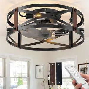 20" Caged Ceiling Fans with Lights and Remote, Low Profile Fandelier Reversible DC Motor, 1/2/4H Timer, 6 Speeds, Farmhouse Style, Quiet Operation, for Bedroom, Kitchen, Dining Room, Living Room 20" Caged Ceiling Fans with Lights and Remote, Low Profile Fandelier Reversible DC Motor, 1/2/4H Timer, 6 Speeds, Farmhouse Style, Quiet Operation, for Bedroom, Kitchen, Dining Room, Living Room