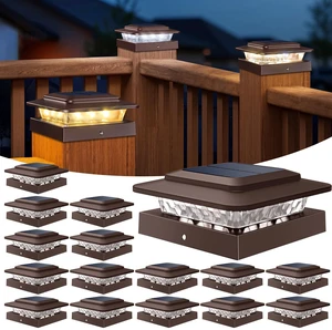 4x4 Solar Post Cap Lights Outdoor 16Pack- 3 Color Temperatures&2 Level Brightness, IP65 Waterproof, 16 LED Fence Deck Post Light Solar Powered Only for 4×4/3.5×3.5 Wood/Vinyl Posts(Brown) 4x4 Solar Post Cap Lights Outdoor 16Pack- 3 Color Temperatures&2 Level Brightness, IP65 Waterproof, 16 LED Fence Deck Post Light Solar Powered Only for 4×4/3.5×3.5 Wood/Vinyl Posts(Brown)