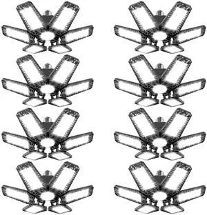 Garage Lights 8 Pack 160W, 16000LM LED Garage Lights with 6+1 Deformable Panels 6500K Screw in LED Shop Lighting for Workshop, Basement Support E26/E27 Garage Lights 8 Pack 160W, 16000LM LED Garage Lights with 6+1 Deformable Panels 6500K Screw in LED Shop Lighting for Workshop, Basement Support E26/E27