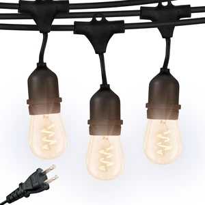 Ambience Pro - Waterproof LED Outdoor String Lights - 15 Bulbs, Dimmable 2W Vintage Spiral Edison Bulbs - 48 Ft Commercial Grade Patio Lights Cafe Ambience in Your Backyard Ambience Pro - Waterproof LED Outdoor String Lights - 15 Bulbs, Dimmable 2W Vintage Spiral Edison Bulbs - 48 Ft Commercial Grade Patio Lights Cafe Ambience in Your Backyard