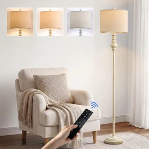 64.25" Farmhouse Floor Lamp with Remote, Dimmable Floor Lamp with Adjustable Color Temperatures, Antique White Floor Lamp with Gold Accents for Living Room Corner, Bedroom, 9W Bulb Included 64.25" Farmhouse Floor Lamp with Remote, Dimmable Floor Lamp with Adjustable Color Temperatures, Antique White Floor Lamp with Gold Accents for Living Room Corner, Bedroom, 9W Bulb Included