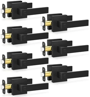 7 Pack Black Door Knobs with Lock, Privacy Interior Door Handles with Lock Heavy Duty Keyless Bedroom Door Lock, Square Door Handleset, Reversible for Left & Right Handled Doors 7 Pack Black Door Knobs with Lock, Privacy Interior Door Handles with Lock Heavy Duty Keyless Bedroom Door Lock, Square Door Handleset, Reversible for Left & Right Handled Doors