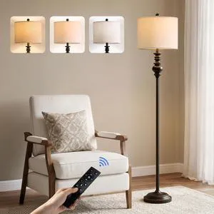 64.25" Farmhouse Floor Lamp with Remote, Dimmable Black Floor Lamp with Adjustable Color Temperatures, Tall Standing Lamps for Living Room Corner, Bedroom & Office, 9W Bulb Included 64.25" Farmhouse Floor Lamp with Remote, Dimmable Black Floor Lamp with Adjustable Color Temperatures, Tall Standing Lamps for Living Room Corner, Bedroom & Office, 9W Bulb Included
