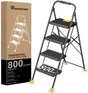 Foldable Step Ladder Stool for Home Adults, 4 Step Tall Extension with Handrails, Heavy Duty 800Lbs Ladder for Indoor Kitchen Closet Stair Use Foldable Step Ladder Stool for Home Adults, 4 Step Tall Extension with Handrails, Heavy Duty 800Lbs Ladder for Indoor Kitchen Closet Stair Use