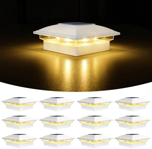 White Solar Post Cap Lights, Warm White Fence Lights 12 Pack Solar powered waterproof lamps fit 4x4/6x6 wooden & 4x4/5x5 vinyl posts for garden, patio, porch and backyard use White Solar Post Cap Lights, Warm White Fence Lights 12 Pack Solar powered waterproof lamps fit 4x4/6x6 wooden & 4x4/5x5 vinyl posts for garden, patio, porch and backyard use