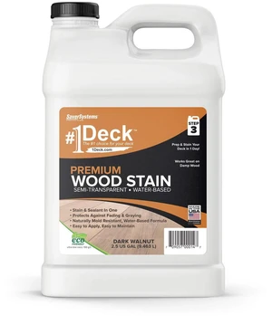 #1 Deck Premium Semi-Transparent Outdoor Wood Stain and Sealer in One - Water Based Wood Stain for Decks, Fences, & Siding - 2.5 Gallon (Dark Walnut) #1 Deck Premium Semi-Transparent Outdoor Wood Stain and Sealer in One - Water Based Wood Stain for Decks, Fences, & Siding - 2.5 Gallon (Dark Walnut)