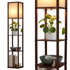 Maxwell - Modern Shelf Floor Lamp with Lamp Shade & Warm White LED Bulb, Corner Display Floor Lamp with Shelves for Living Room, Bedroom, Nightstand Office, Home Decor Storage - Havana Brown Maxwell - Modern Shelf Floor Lamp with Lamp Shade & Warm White LED Bulb, Corner Display Floor Lamp with Shelves for Living Room, Bedroom, Nightstand Office, Home Decor Storage - Havana Brown